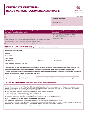 Medical Practitioner's Declaration for Driver's Licence