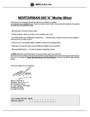 Investigator's brochure - MORTARMAN 360A Mortar Mixer - IMER USA Inc