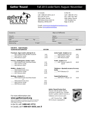 Gather 'Round Curriculum Order Form