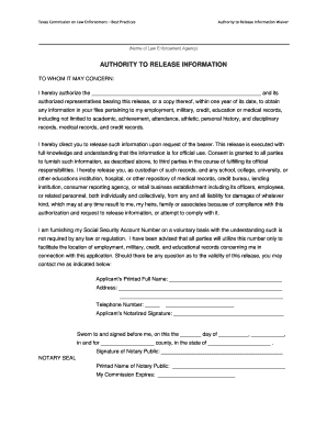 Texas Law Enforcement Information Release Waiver
