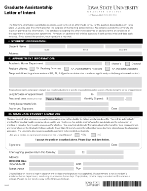 Graduate Assistantship Letter of Intent