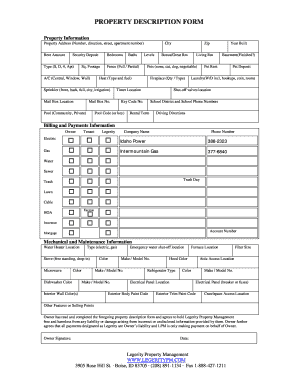 Property Description Form