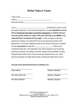 30-Day Notice to Vacate