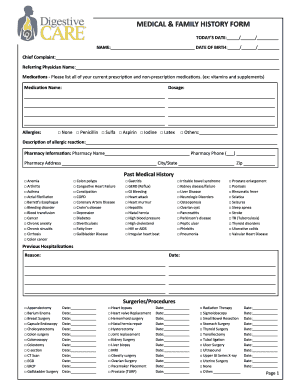Medical and Family History Form