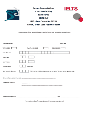 IELTS Credit Debit Card Payment Form