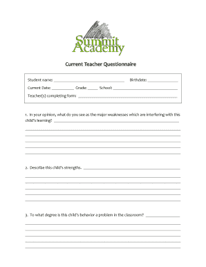 Current Teacher Questionnaire
