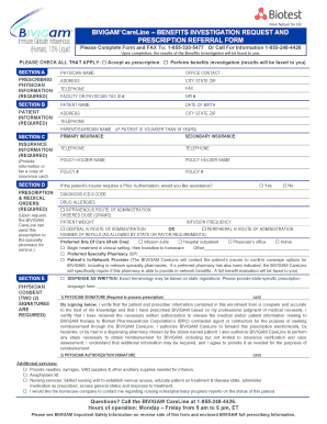 BIVIGAM Benefits Investigation Request and Prescription Referral Form