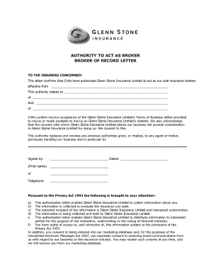 Broker of Record Letter