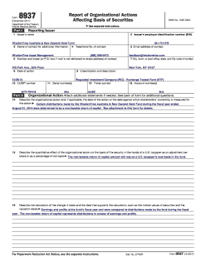 Form 8937 Report of Organizational Actions
