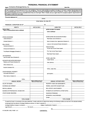 Personal Financial Statement Form