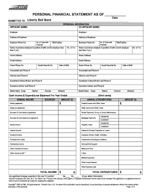 Personal Financial Statement Form