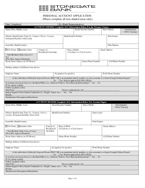 Personal Access Checking Account Application