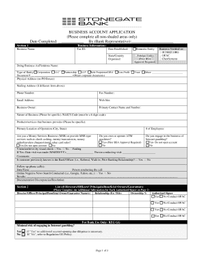 Business Access Checking Account Application