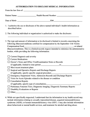 Authorization to Disclose Medical Information
