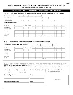 Vehicle Ownership Transfer Form