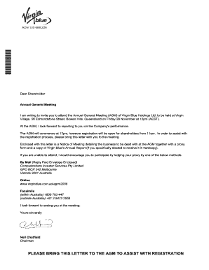 Virgin Blue Holdings Annual General Meeting Proxy Form