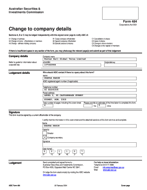 ASIC Form 484 Change to Company Details