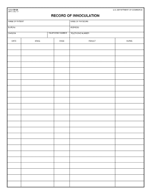 Inoculation Record Form