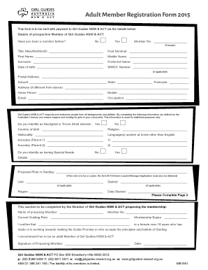Adult Member Registration Form
