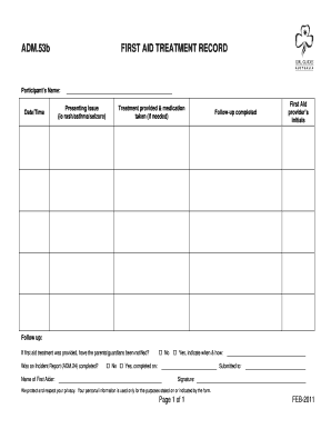 First Aid Treatment Record