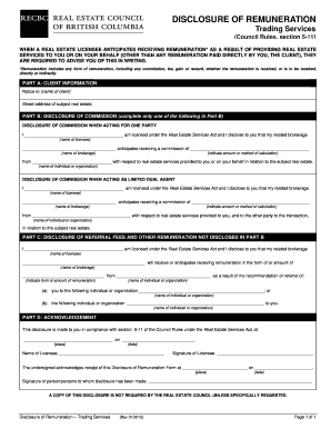 Disclosure of Remuneration Form