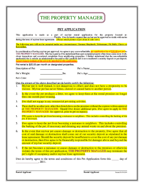 Pet Application for Rental Property