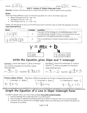 Slope Intercept Form Worksheet