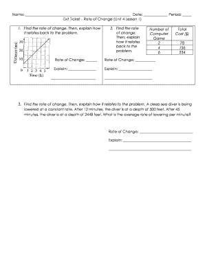 Name Date Period Exit Ticket - Rate of Change