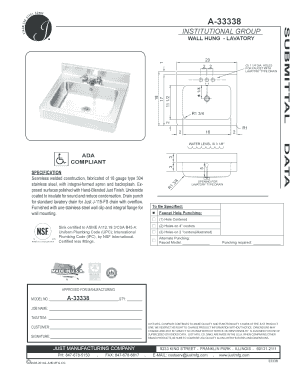 Wall-Mounted Lavatory Specification Form