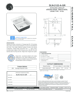 Integra Drain Single Bowl Specification