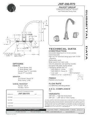 Concealed Mount Faucet Technical Data