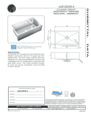 Culinary Group Apron Sink Specification Form