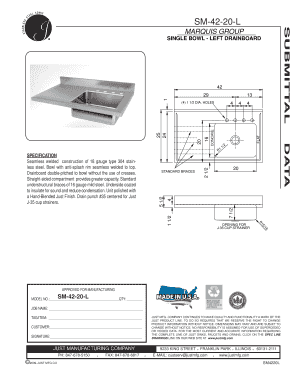 Single Bowl Left Drainboard Sink Specification