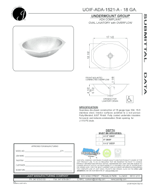 ADA Compliant Oval Lavatory Specification Form
