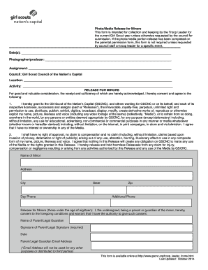 Girl Scout Photo/Media Release for Minors