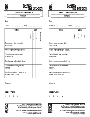 4-H Caring Correspondence Scoresheet
