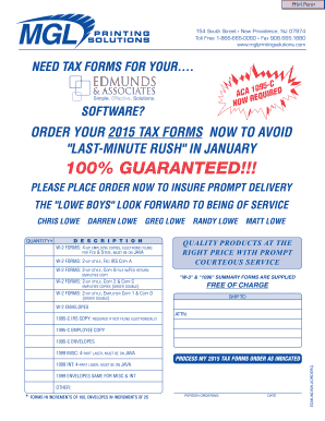 2015 IRS Tax Forms Order Form