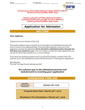 Year Up Admission Application Form