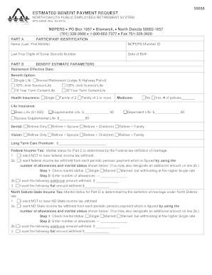 Estimated Benefit Payment Request Form