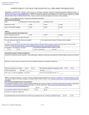 Independent Contractor Pre-Hire Information Form