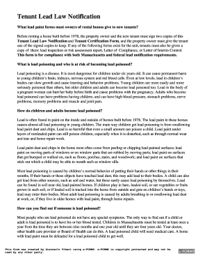 Tenant Lead Law Notification and Certification Form