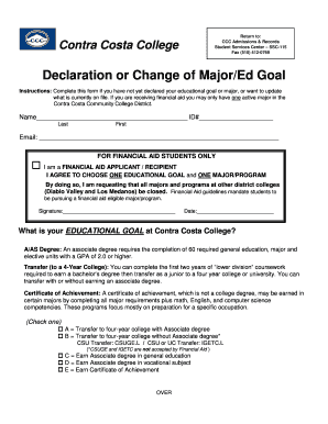 Declaration of Major/Ed Goal Form