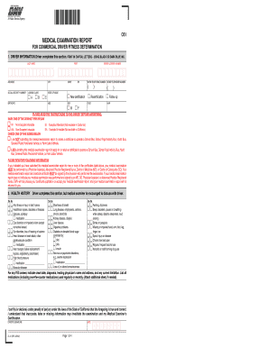 California Commercial Driver Medical Examination Report
