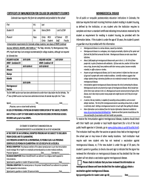 Colorado College Immunization Form