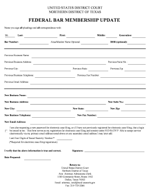 Federal Bar Membership Update