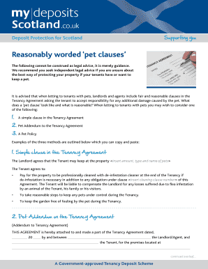 Scotland Pet Clause Tenancy Agreement