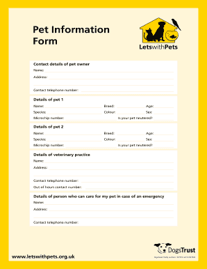 Pet Information Form