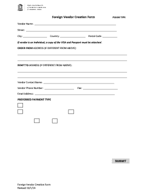 Foreign Vendor Creation Form