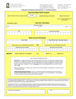 Borrower Bank Draft Consent Form