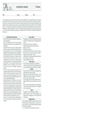Pediatric Guidance Form 15 Months